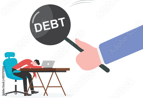 Overwhelmed Businessman Stressing Over Growing Debt Burden

