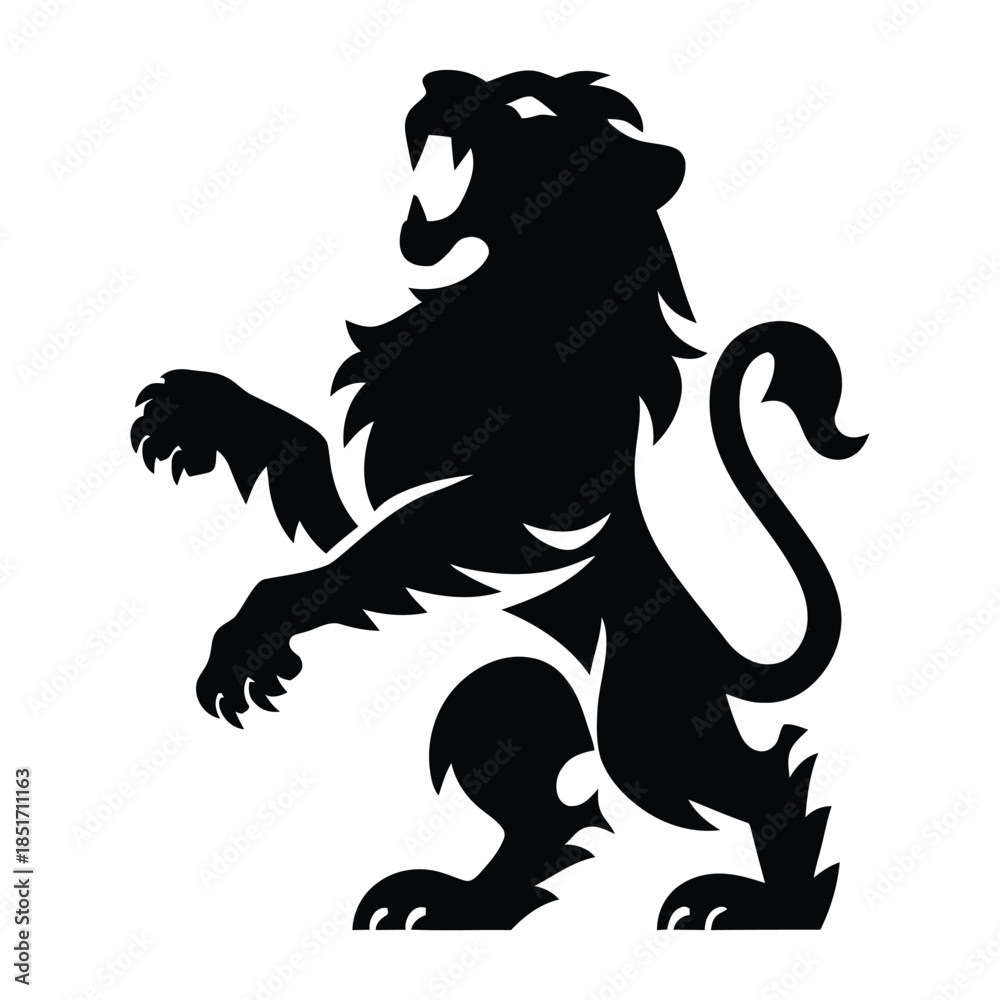 Obraz premium Black heraldic lion vector illustration