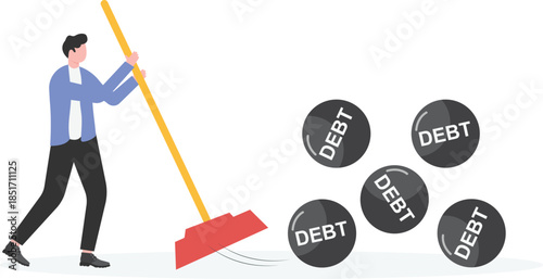 Man Clearing Heavy Financial Debt Burden
