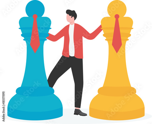 Leadership, teamwork, unity or relationships in the organization Leader and teamwork concepts..

