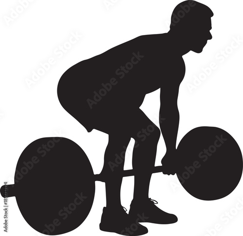 Man Silhouette Performing Barbell Deadlift Weightlifting Exercise