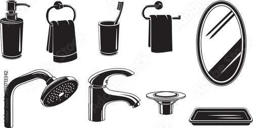 Bathroom essentials in modern black and white