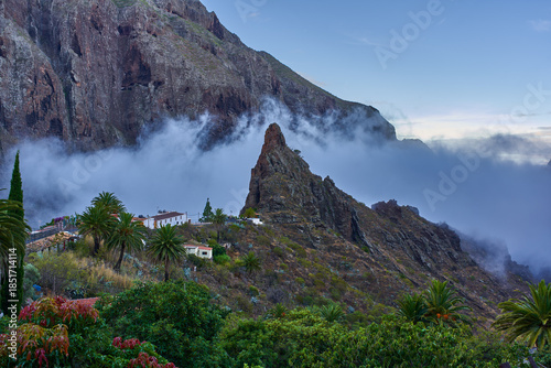 Masca village in morning mist