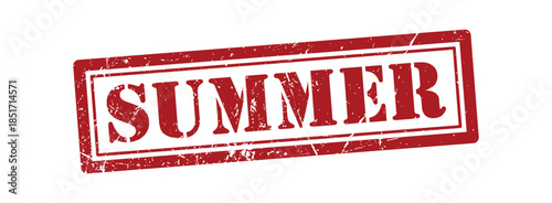 WebRed Grunge Summer Stamp Illustration, Distressed Rubber Ink Effect, Seasonal Hot Weather Sign for Business Design, Documents, Posters, Labels and Creative Summer Time Concept