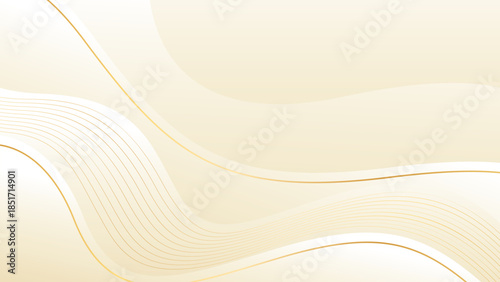 Abstract beige luxury wave background with gold lines. Elegant cream gradient design for beauty products, templates, banners, sales, awards, events, websites, pages and more