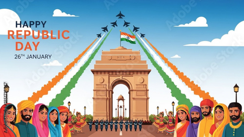 Republic Day India Celebrations Arch Of Honor Indian Flag