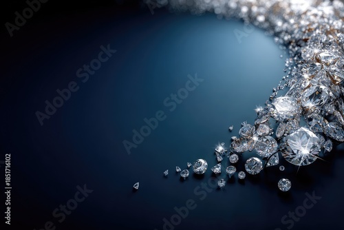 Gleaming pile of diamonds against dark backdrop