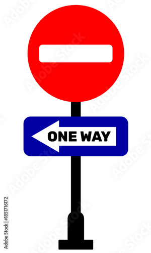 No entrance one way turn left roadsign vector illustration for educational purpose ready to print or digital usage