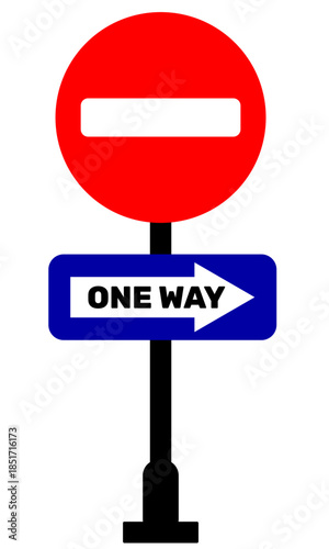No entrance one way turn right roadsign vector illustration for educational purpose ready to print or digital usage