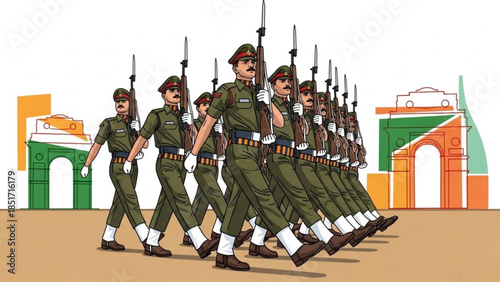 Indian Army Soldiers Marching Republic Day Parade Ceremony Military Uniforms