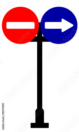 No entrance way and turn right roadsign vector illustration for educational purpose ready to print or digital usage