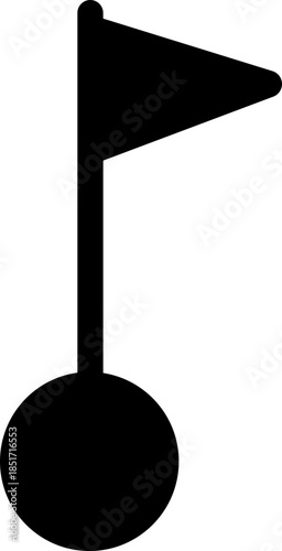 Black Golf Flat Style Vector Icon Sports Equipment Symbol and Recreation Outline Graphic Group Featuring Club, Ball, Tee and Course Elements