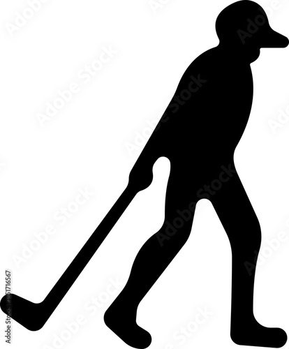 Black Golf Flat Style Vector Icon Sports Equipment Symbol and Recreation Outline Graphic Group Featuring Club, Ball, Tee and Course Elements