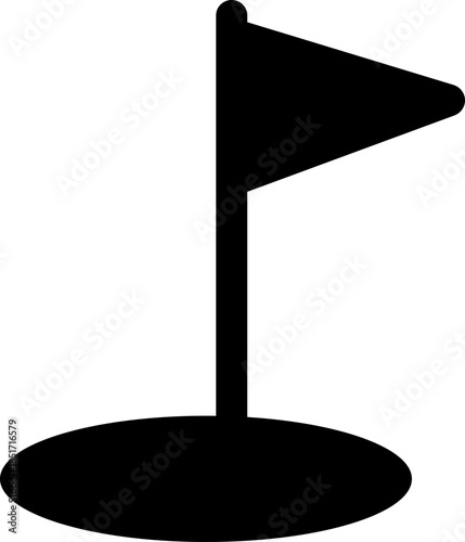 Black Golf Flat Style Vector Icon Sports Equipment Symbol and Recreation Outline Graphic Group Featuring Club, Ball, Tee and Course Elements