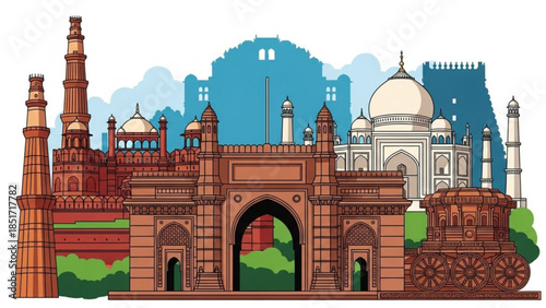 Vibrant Indian Landmarks and Architecture, Famous Monuments and Historical Sites in India, Travel and Tourism Destination