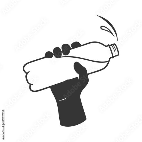 ペットボトルを持つ手のシルエットアイコン