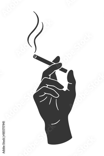 煙草を持つ手のシルエットアイコン
