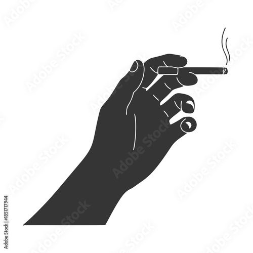 煙草を持つ手のシルエットアイコン