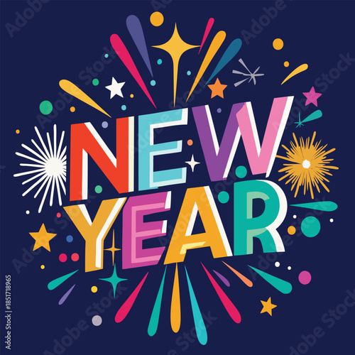 design logo vector illustration creative  happy new year fireworks element