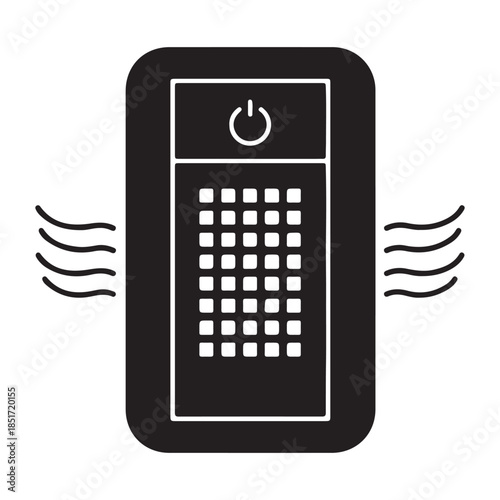 black silhouette icon of an air purifier or air filter device.