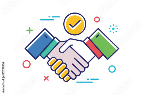 Minimalist Handshake Line Icon – Partnership, Agreement, and Business Collaboration Symbol