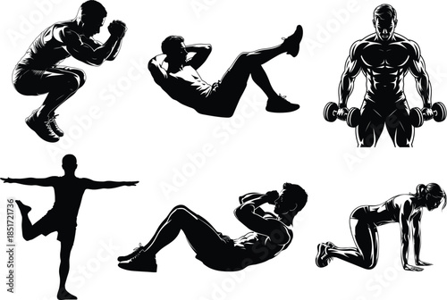 Kettlebell Workout Silhouette Fitness Strength Training Vector