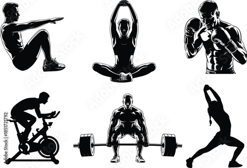 Push Up Exercise Silhouette Bodyweight Fitness Vector