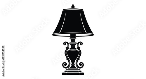 Elegant table lamp with a classic design rendered as a striking black silhouette