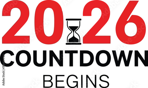 2026 countdown begins, red and black typography Vector