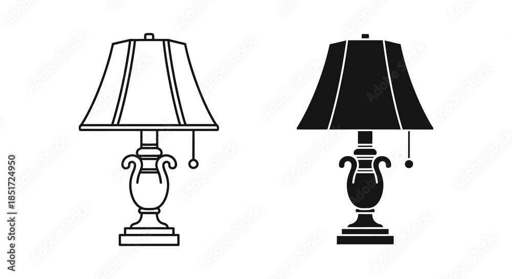 Obraz premium Two elegant table lamps in contrasting styles one a dark silhouette