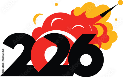 Celebrating the arrival of 2026 isolated on transparent background