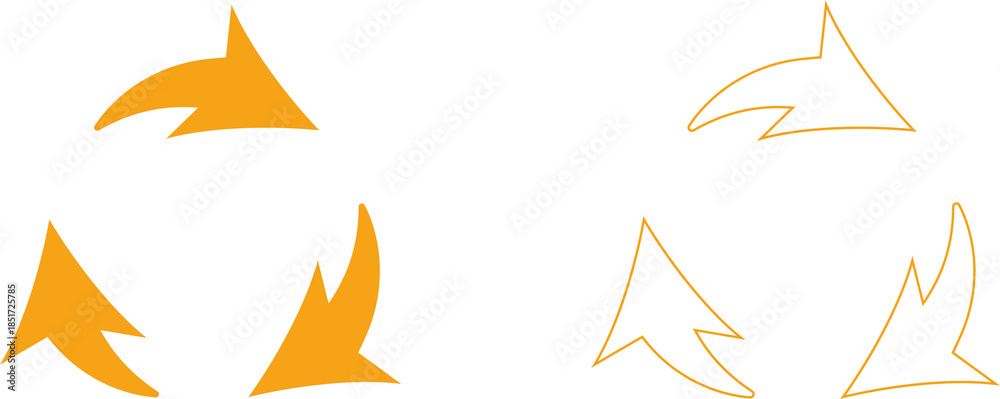 Fototapeta premium Orange recycle symbol solid and outline ecology icon vector illustration