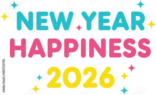 New year happiness 2026 greeting card design Vector