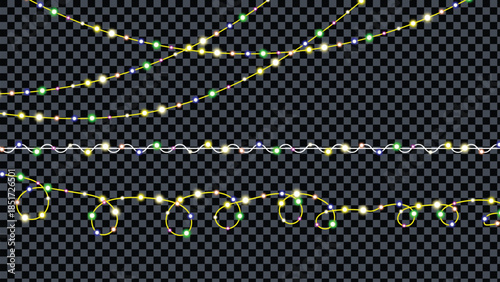 Colorful string lights on dark background