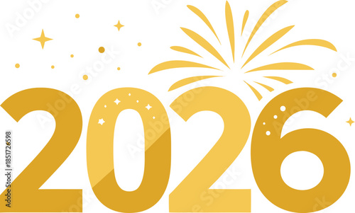 Celebrating 2026 with fireworks isolated on transparent background