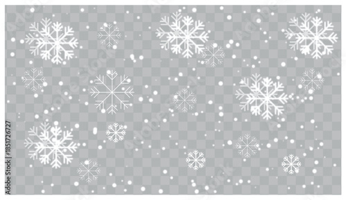 Falling snowflakes on transparent background