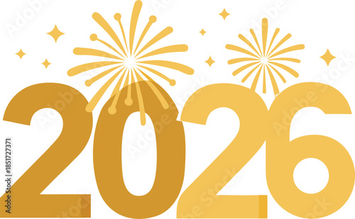 Celebrating the year 2026 isolated on transparent background