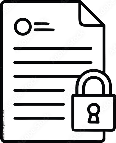Document with Padlock Icon paper file
