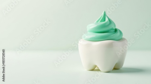 A Swirl of Mint-Colored Paste on a Tooth Model, Representing Oral Hygiene and Dental Care