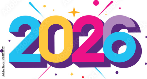 Celebrating the year 2026 isolated on transparent background
