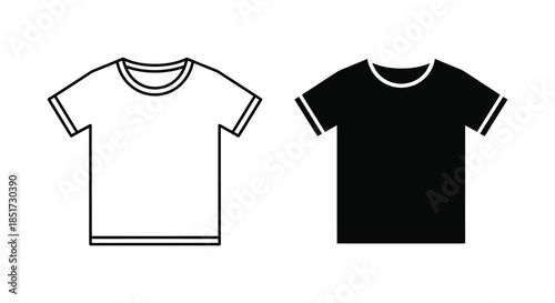Two t shirt designs one white outline and one black filled presented as a silhouette