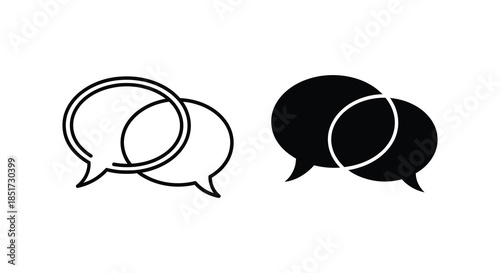 Simple communication icons featuring speech bubbles in outline and bold silhouette
