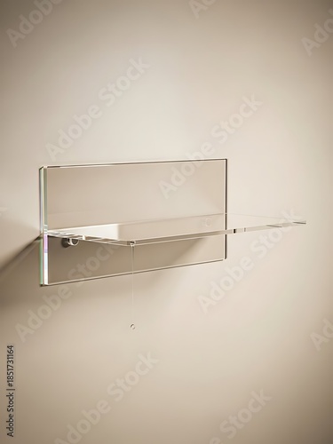 Modern wall-mounted shelf with clear glass