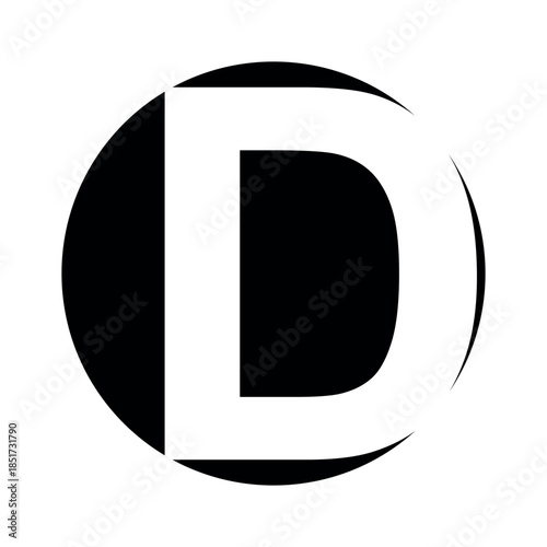 Black and white D symbol in...