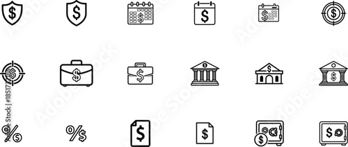 Financial icons and symbols for business and banking