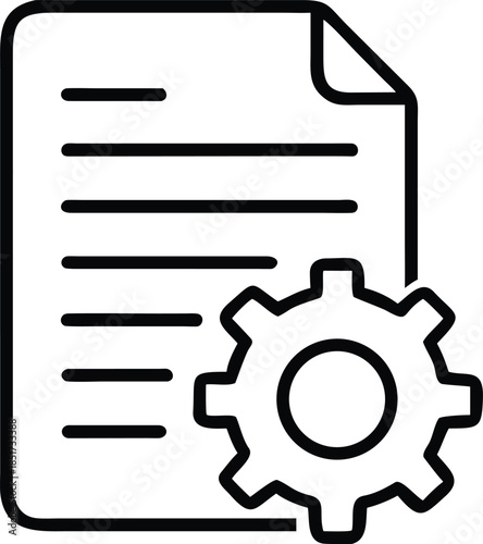 Document Icon with Gear Symbol and Text Lines cogwheel