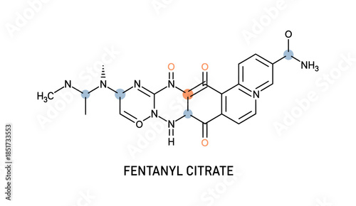 Fentanyl Citrate chemical molecular structure formula illustration