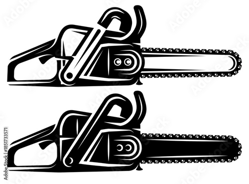 Professional Chainsaw Black Silhouette Vector Illustration for Logging and Woodcutting Industries.