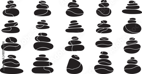Black zen stones for mindfulness and meditation