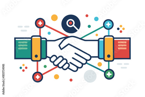 Minimalist Handshake Line Icon – Partnership, Agreement, and Business Collaboration Symbol